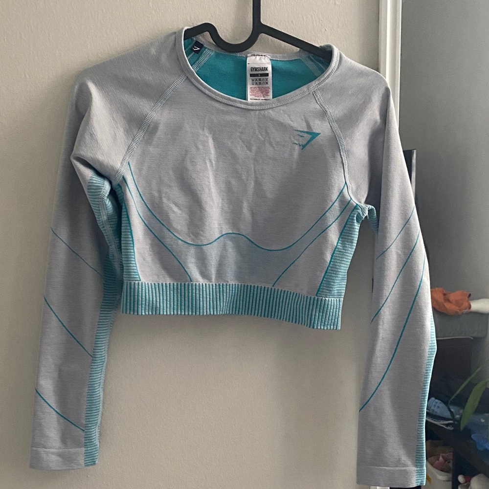 Gymshark Gray and Teal Crop Top